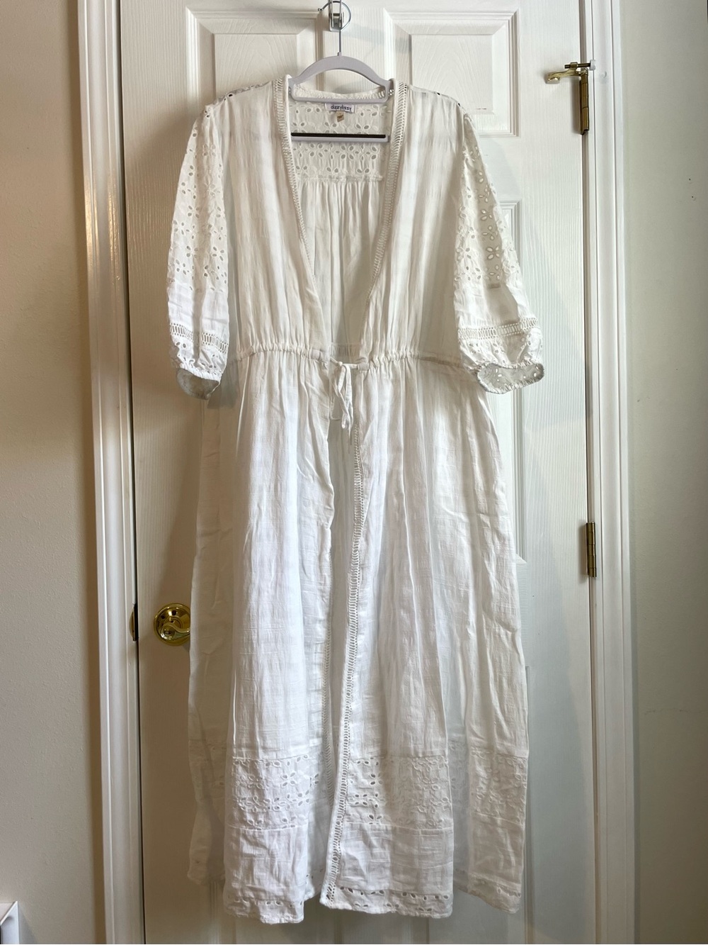 Dizzy Lizzy Maxi Swim Coverup with Adjustable Drawstring Waist, Size L